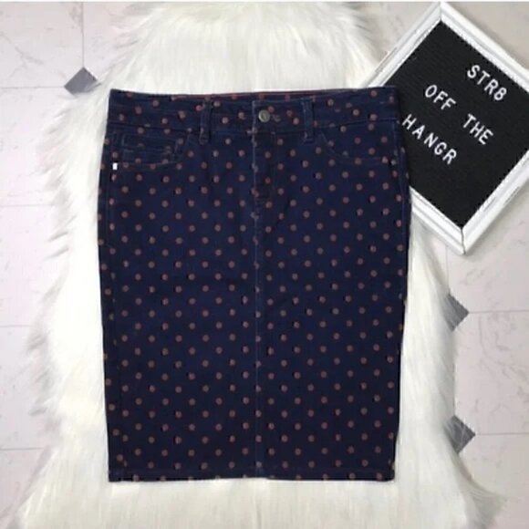 Anthropologie PILCRO blue jean polkadot skirt - Picture 6 of 6